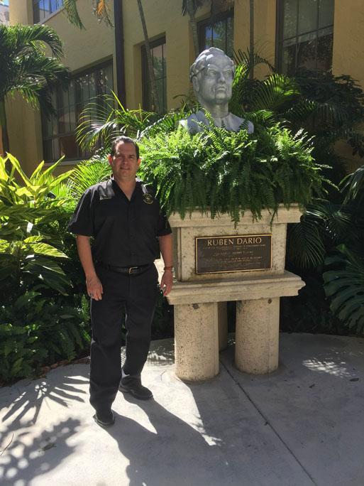 The Ruben Dario statue was donated by Dr. Hueck.