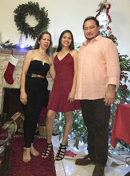 Andreina Bastides spending her first Christmas with her family in the United States. 