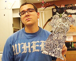 Here is Emerson holding a drawing from one of the Interact historians. 