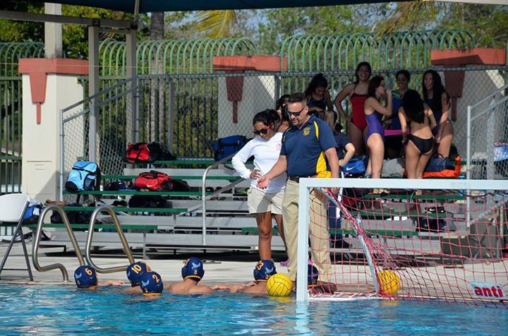 Tornillo coaching at the Miami Beach game.