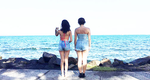 Sophomore Jeraldine Ruiz enjoying Puerto Ricos beach with her friend Alana Del Mar