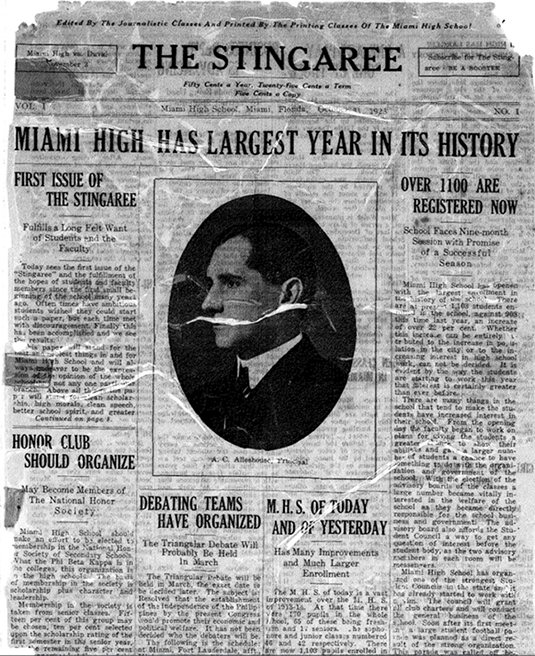 The Miami High TIMES first newspaper from October 1923.