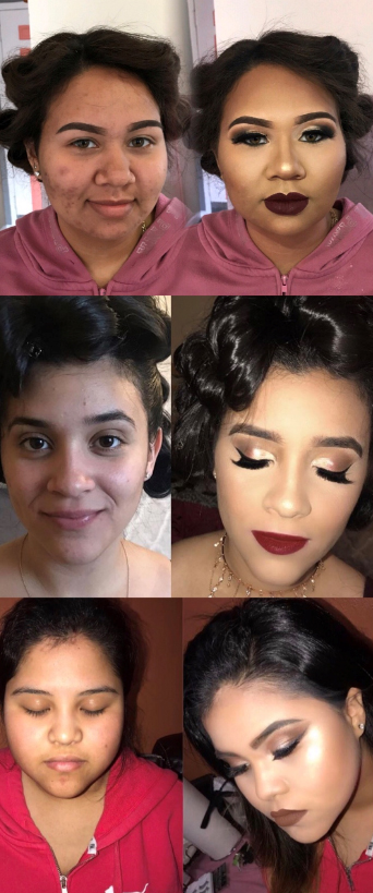 Top: Jiline Comas, makeup by Alondra Gaitan.

Middle: Destiny Martinez, make up by Leonor Martinez.

Bottom: Emily Herrera, make up by Daniushka Dominguez.