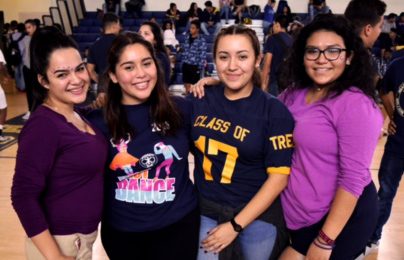 Karina Garcia (middle right) with three cousins at their last senior pep rally.