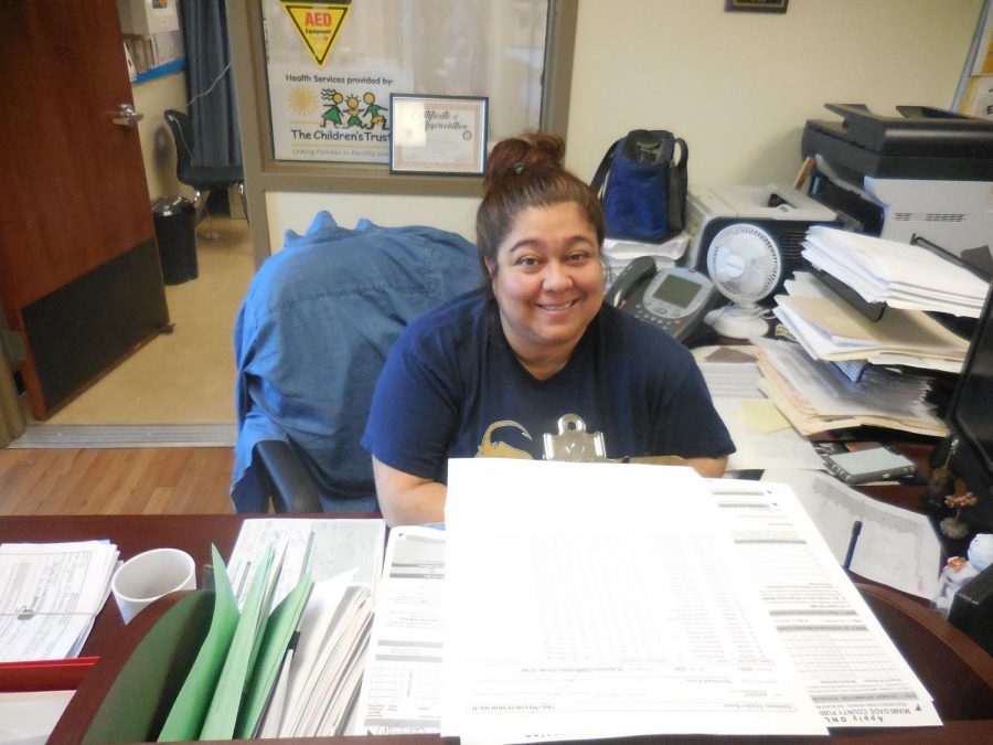 Attendance office manager Mabel Garcia, encourages students to come to school on time and excuse whatever tardies they may have. 