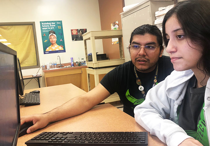 Mr. Jara with AP Computer Science Principles student,12th grader, Lucy Severo.