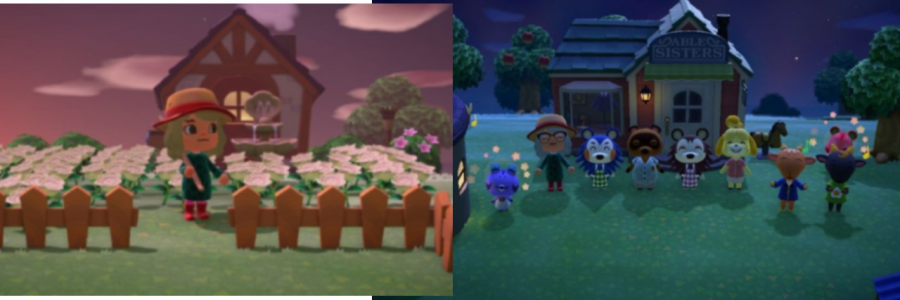 Screenshot+of+my+Animal+Crossing+game+play%3A+the+left+shows+the+player%3B+the+right+shows+a+ceremony+game-play+with+the+animals.