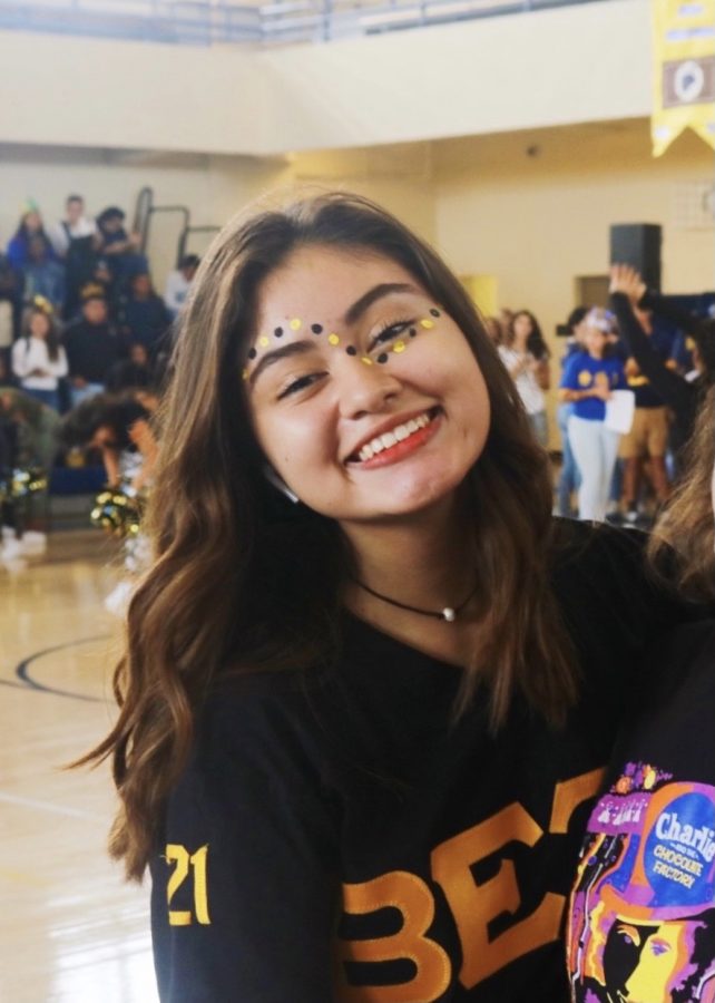 Danelia Nunez showing her Sting Pride at a Pep-Rally.