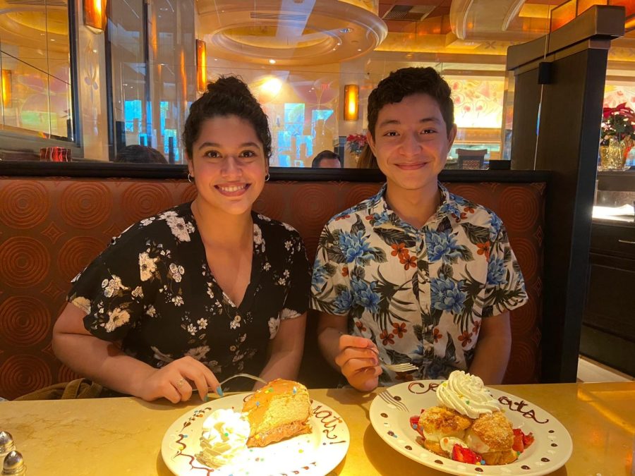 Lisbet and Alberto at their favorite restaurant, The Cheesecake Factory, celebrating their college acceptances.