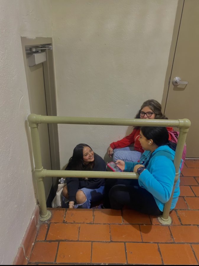 Stephanie Rodriguez, Kimberly Reyes & Angelina Cariass favorite hangout spot located in Building 1 by the gardens.