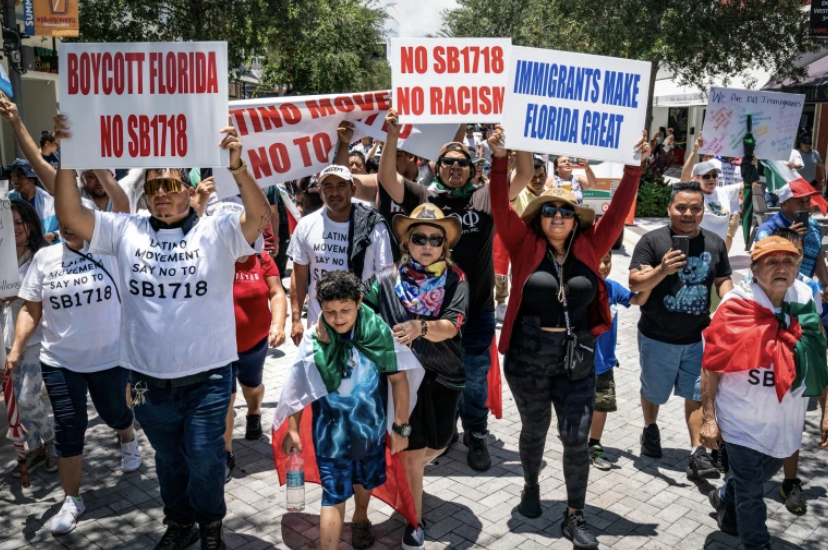Immigrants marched in downtown West Palm Beach, Florida on June 1st, 2023.

Source: palmbeachpost.com