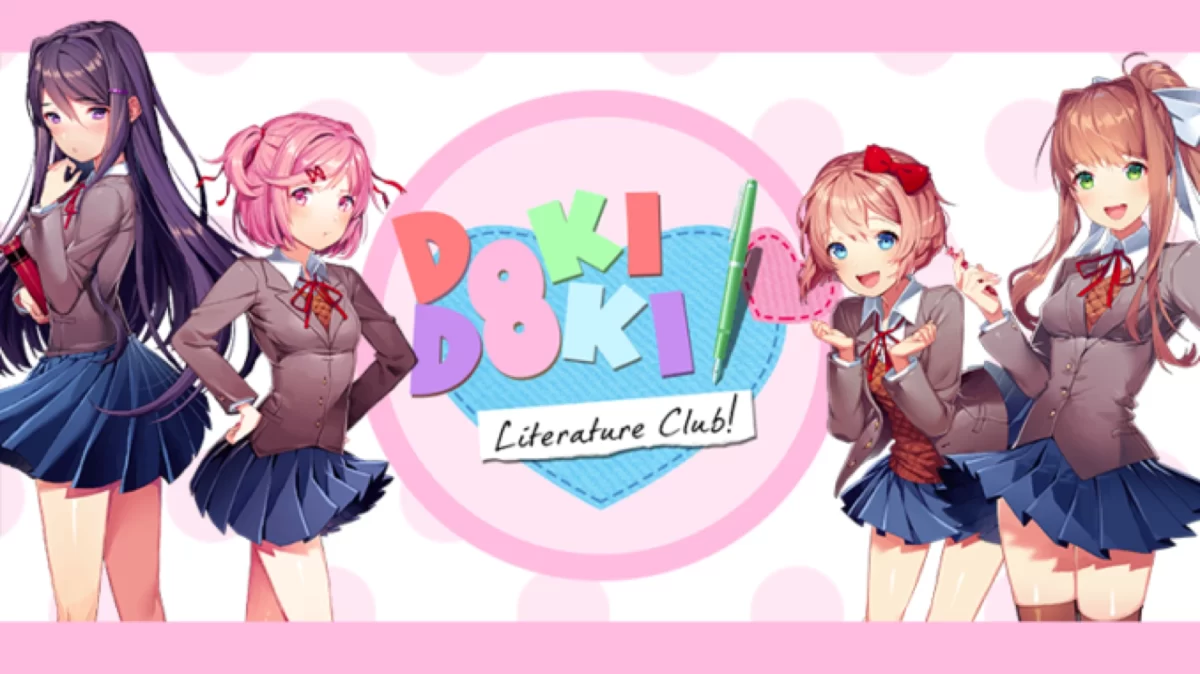 Doki Doki Literature Club from Left to Right: Yuri, Natsuki, Sayori, Monika