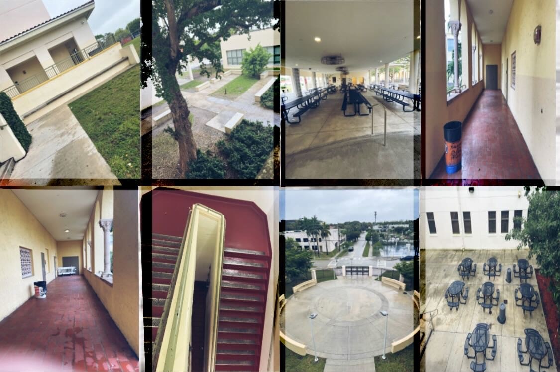These are some examples out of the many 
 hangout spots that Miami High has.
(Photo Collage by Magdiel Gamez)
