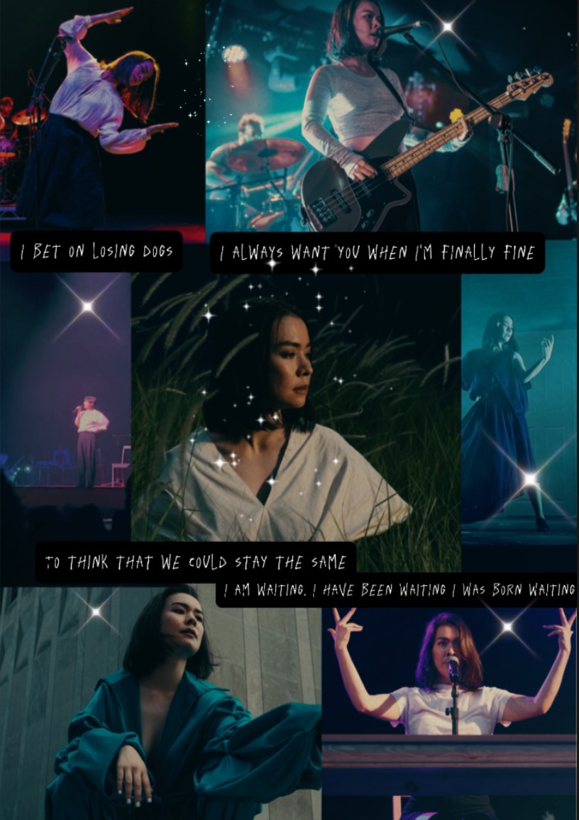 A collage featuring some of Mitskis lyrics