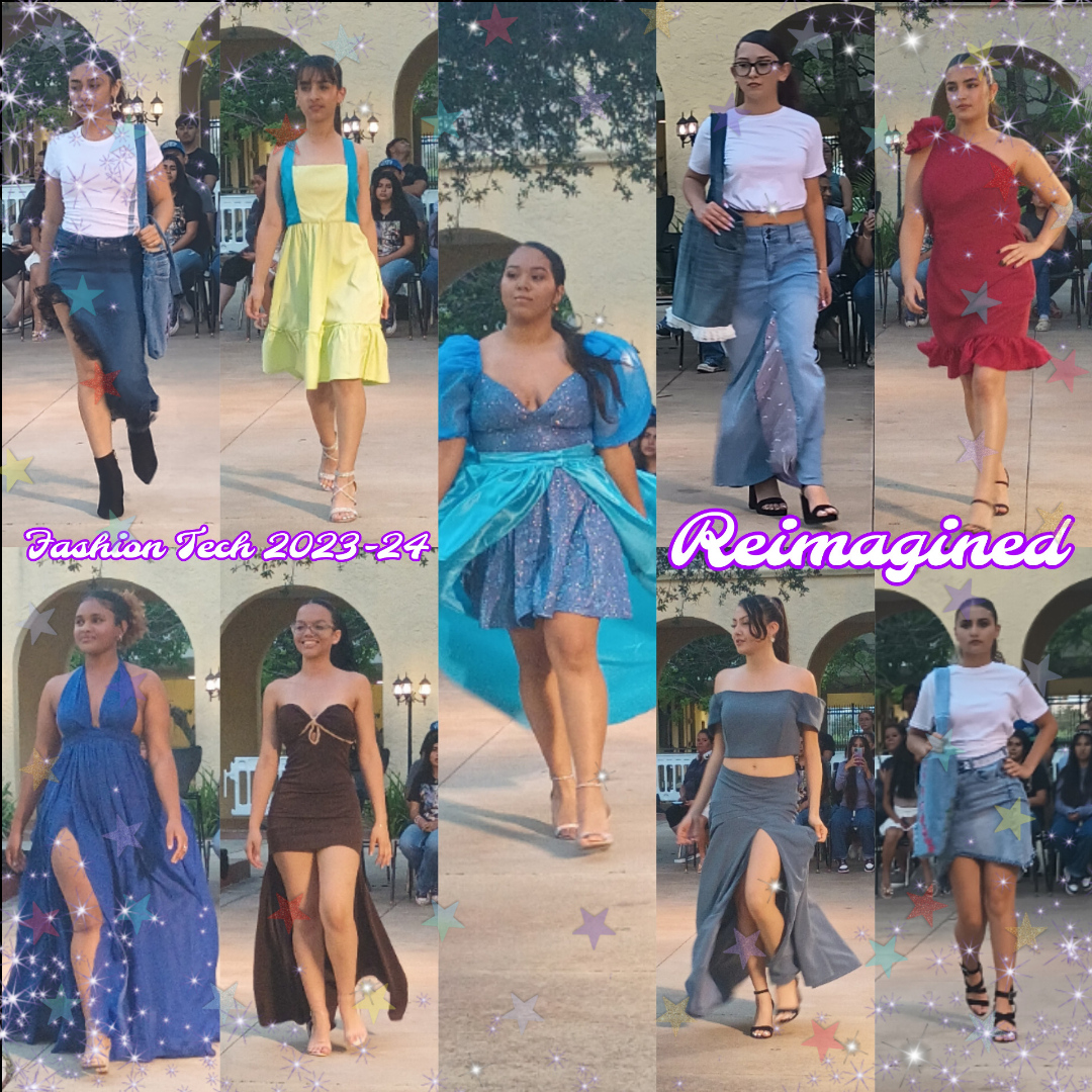 Several outfits from the clubs fashion show tailored by Ms. Belonys students.
