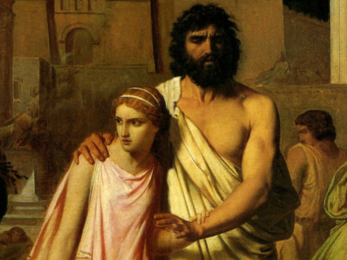 Jocasta and Oedipus before the incident, showcasing their close relationship
(Source: Official Oedipus eBook Cover)