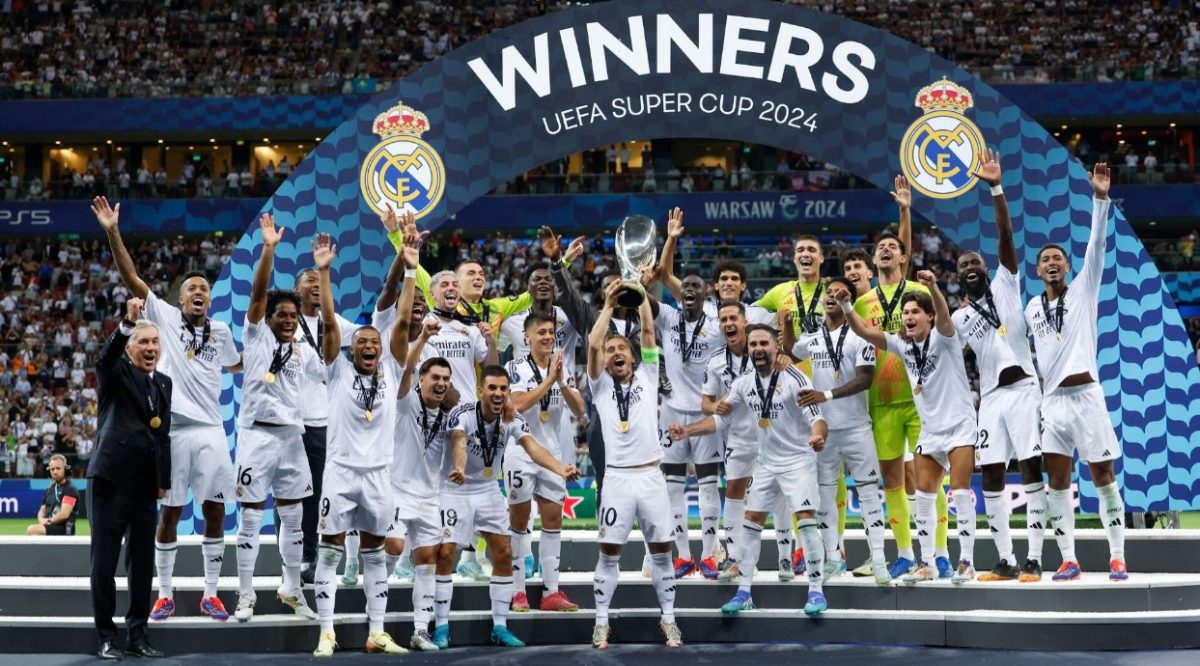 Real Madrid lifting their 6th UEFA Super Cup