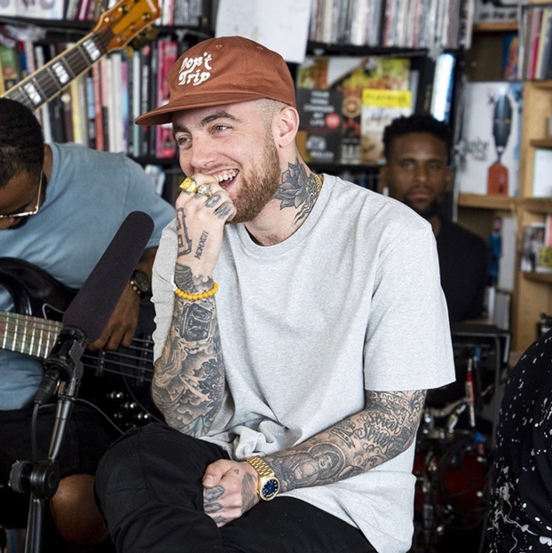 Mac Miller pictured hosting a Tiny Desk Concert.