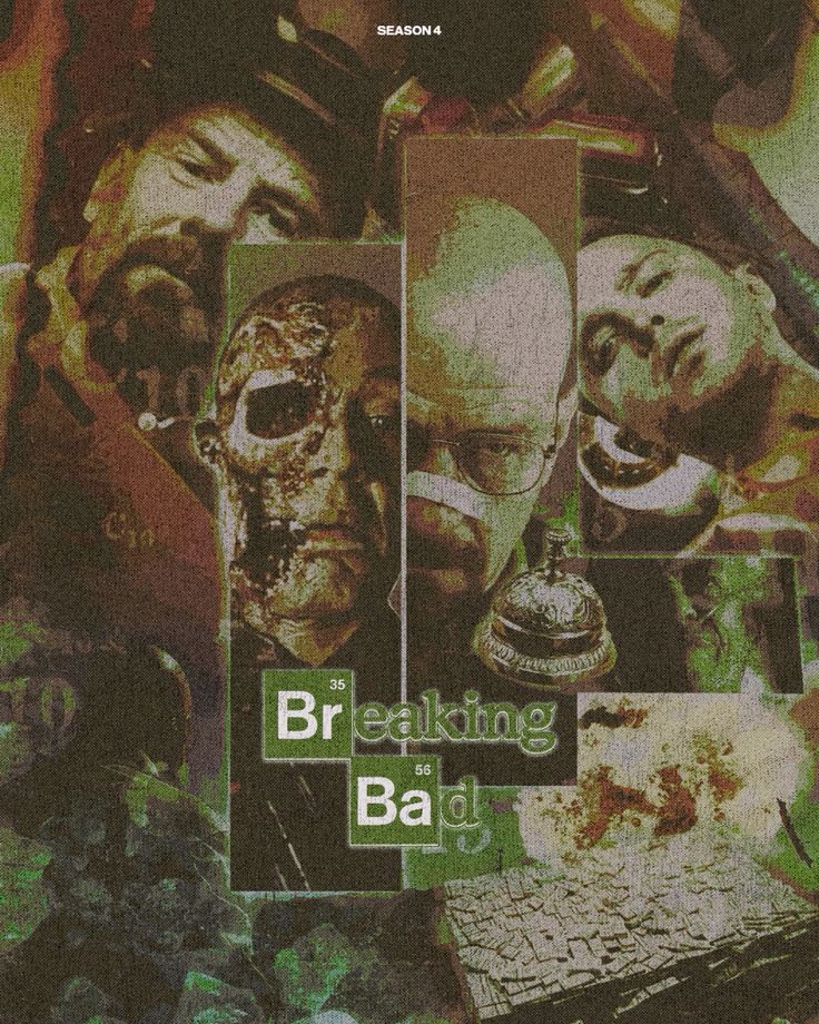 Different scenes from Breaking Bad in one collage picture.