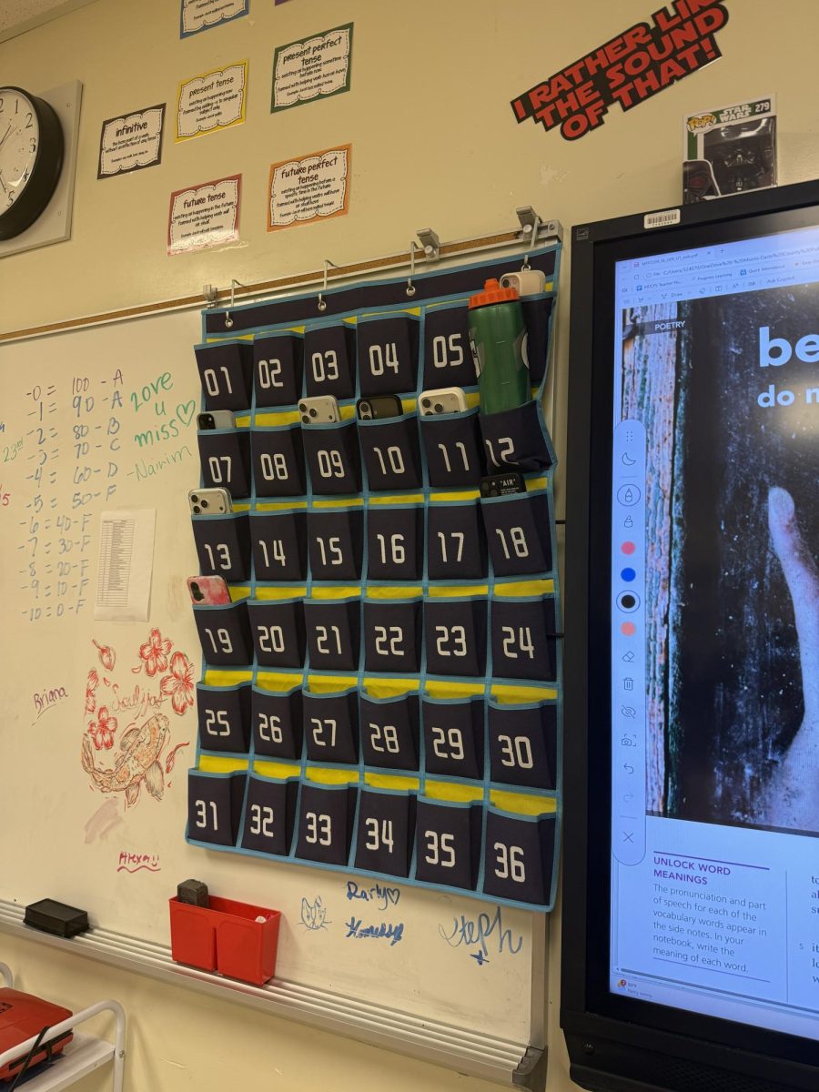 A phone holder found in Ms.Perez's classroom.